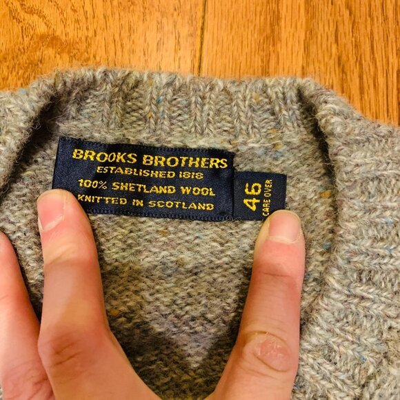 Vintage BROOKS BROTHERS SHETLAND WOOL SWEATER 46 XL Crewneck Pullover Sweater - Picture 8 of 12